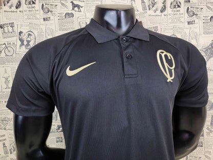 23/24 Corinthian Black Soccer Jersey Polo Version