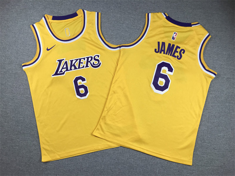 Los Angeles Lakers 6 Yellow cuello redondo - NBA Jersey S-2XL