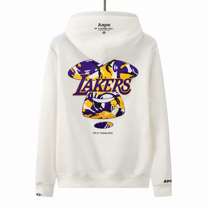 Suéter NBA Lakers blanco con morado de algodón S-2XL