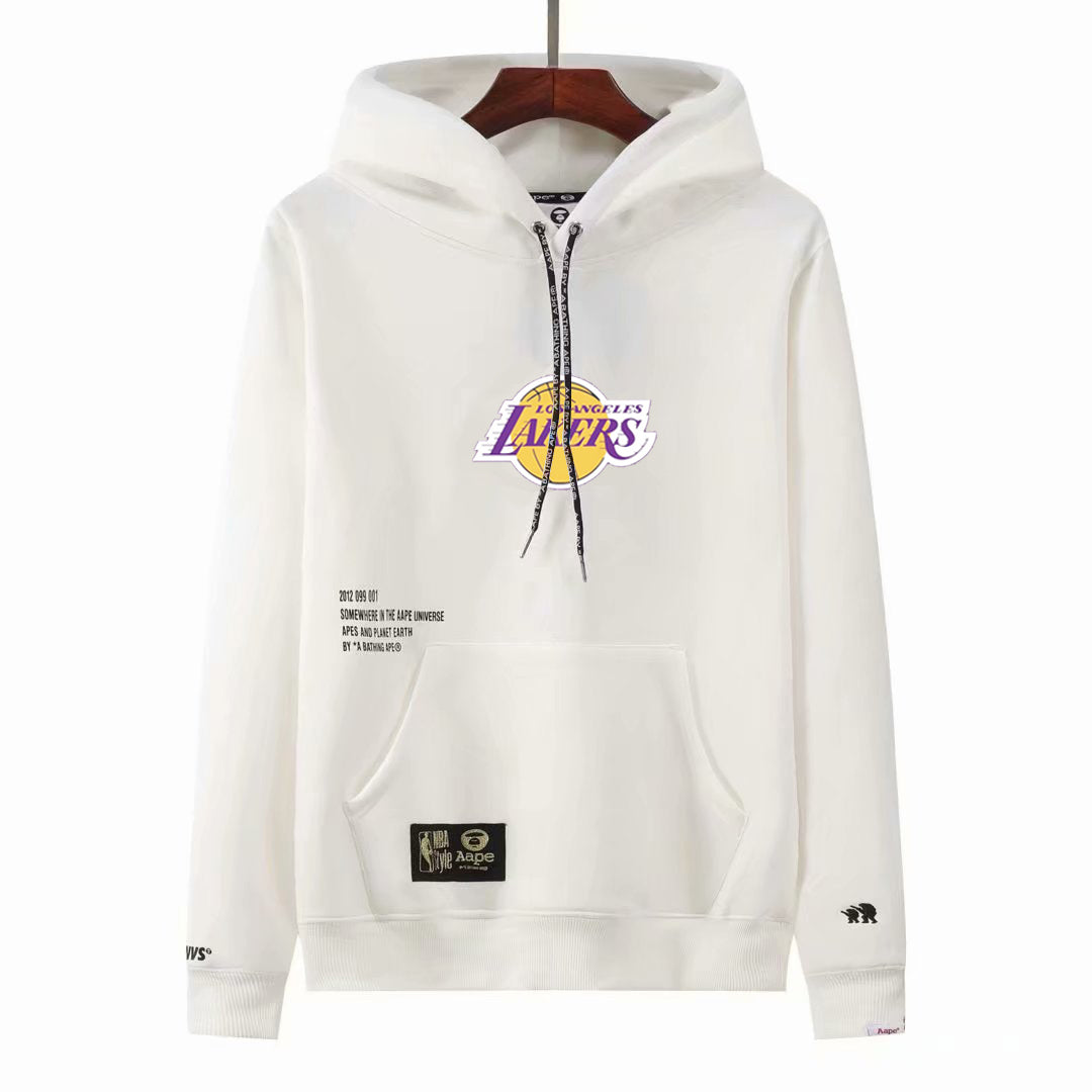 Suéter NBA Lakers blanco con morado de algodón S-2XL