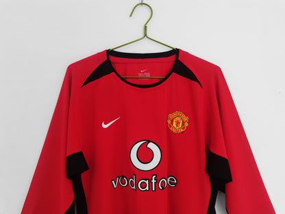 Long 2002/04 Man United Home Red and Black