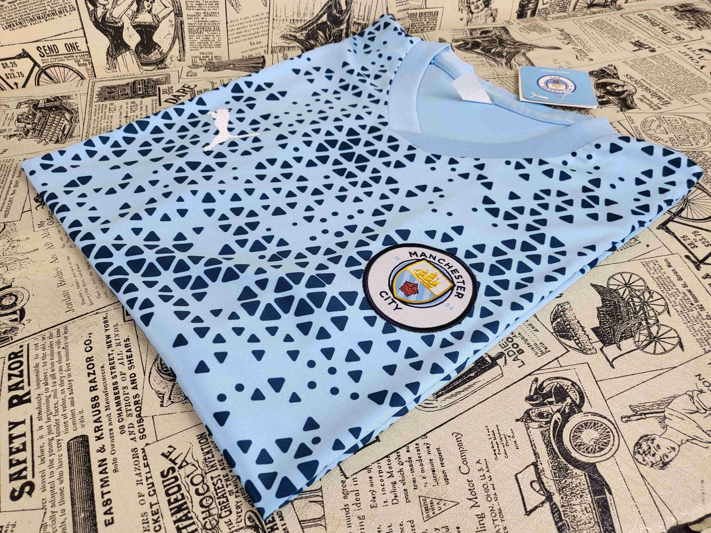 23/24 Manchester City Blue Training Jersey Vest Soccer Jersey