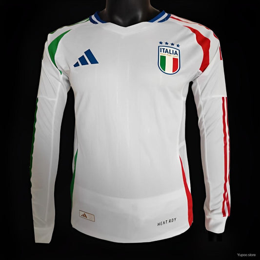 2024 Italia Away White Long Sleeve Jersey Player Version