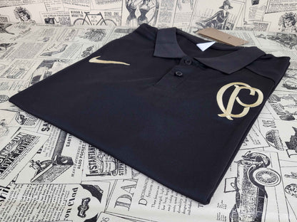 23/24 Corinthian Black Soccer Jersey Polo Version