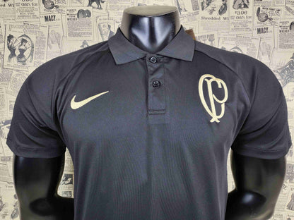 23/24 Corinthian Black Soccer Jersey Polo Version