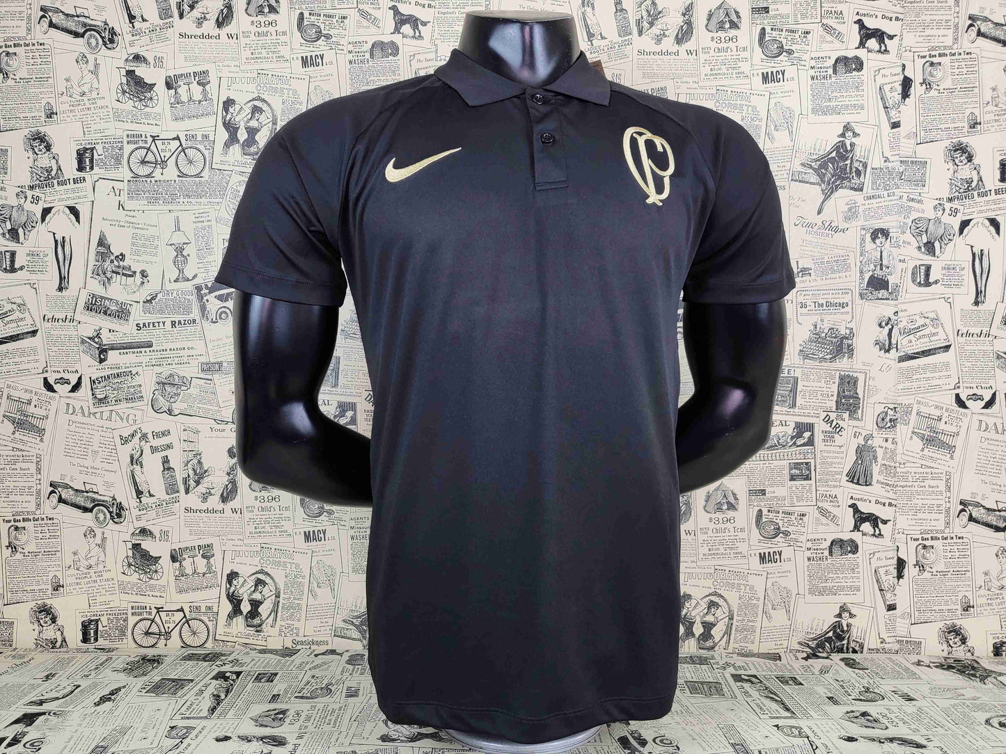 23/24 Corinthian Black Soccer Jersey Polo Version