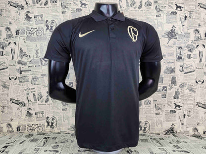 23/24 Corinthian Black Soccer Jersey Polo Version