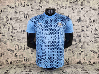 23-24 Manchester City Training Jersey Blue Soccer Jersey Player Version