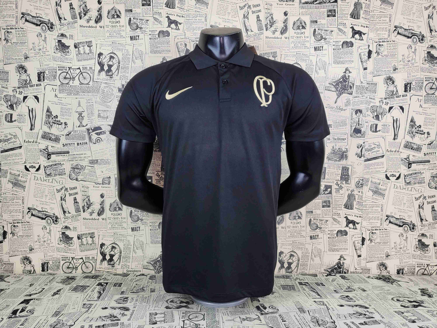 23/24 Corinthian Black Soccer Jersey Polo Version