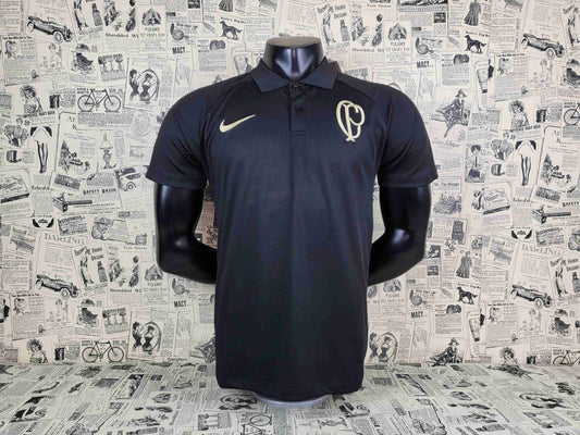 23/24 Corinthian Black Soccer Jersey Polo Version