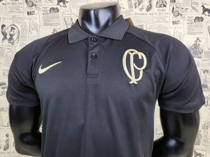 23/24 Corinthian Black Soccer Jersey Polo Version