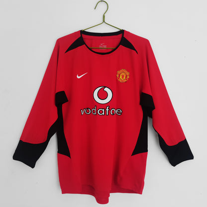 Long 2002/04 Man United Home Red and Black