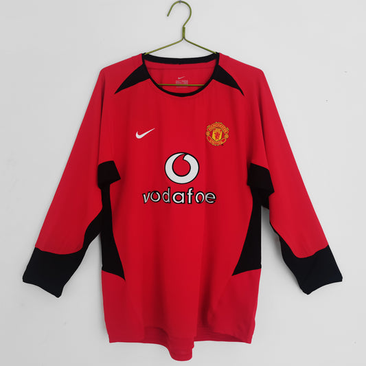 Long 2002/04 Man United Home Red and Black