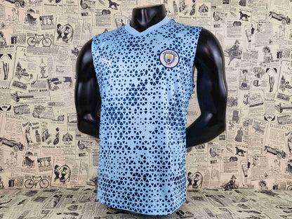 23/24 Manchester City Blue Training Jersey Vest Soccer Jersey